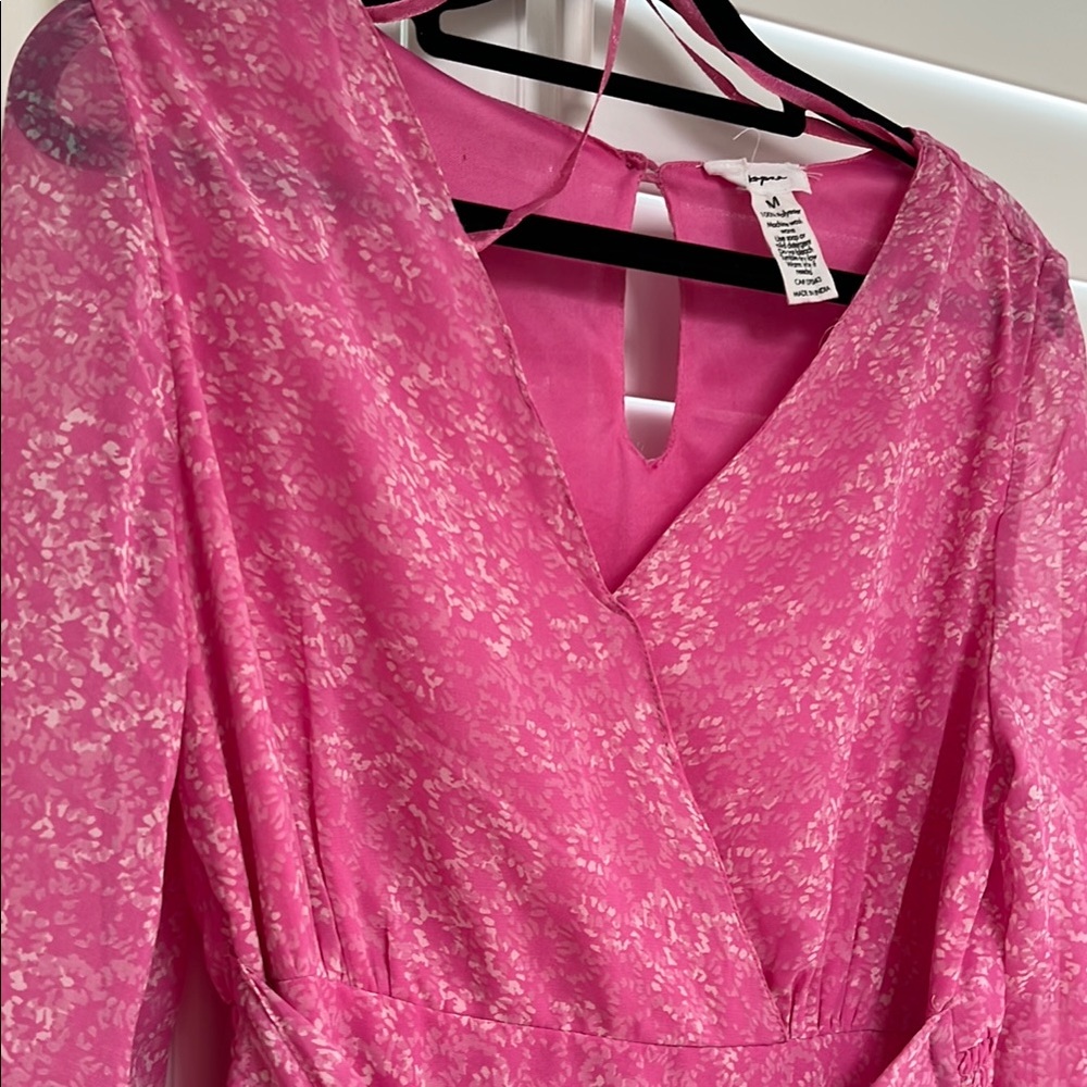 Japna Pink Wrap Sundress with Bishop Sleeves